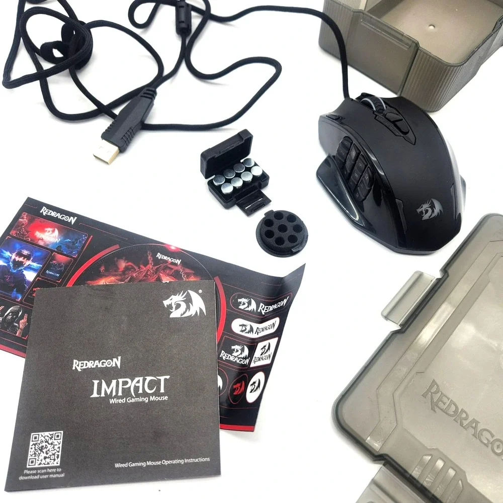 Redragon M908 RGB Wired MMO Gaming Mouse 12400DPI 12-Button Macro‎ USB PC